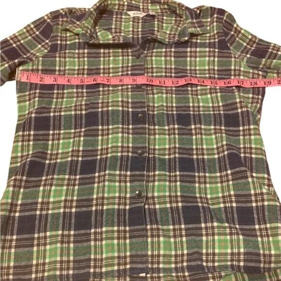 Woolrich Flannel Shirt Button Down Long Sleeve Green Plaid Size Medium Petite - Picture 7 of 9
